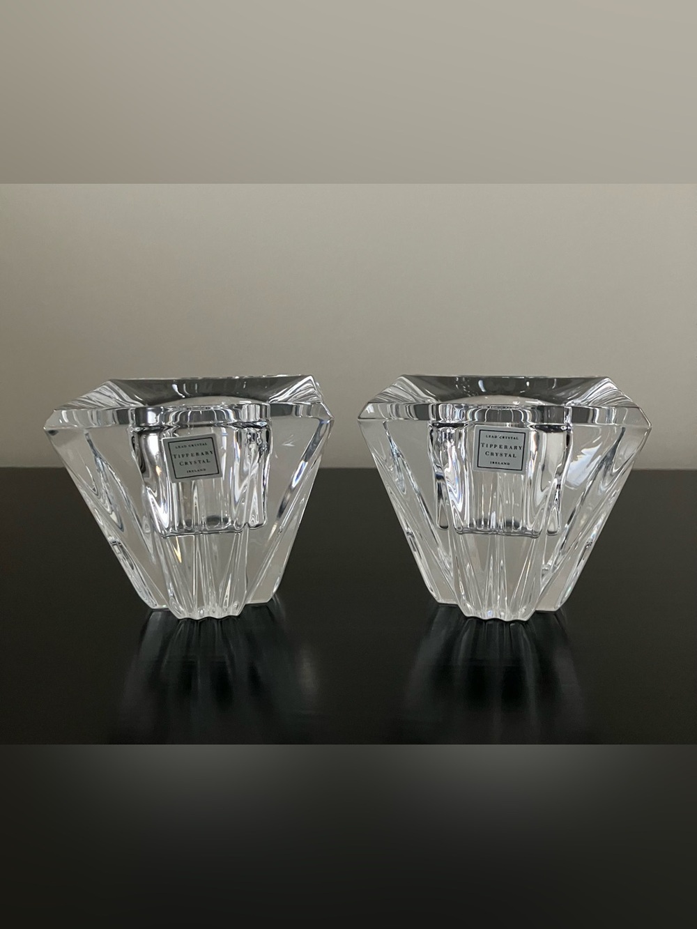 Vintage Tipperary Crystal Votive Candle Holders - Pair